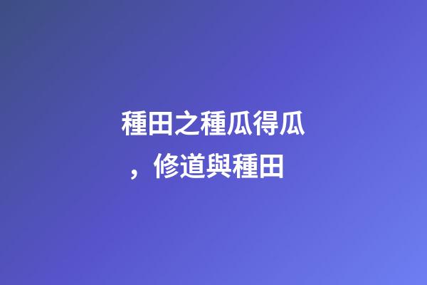 種田之種瓜得瓜，修道與種田(黃帝訪道)-第1張-觀點-玄機派